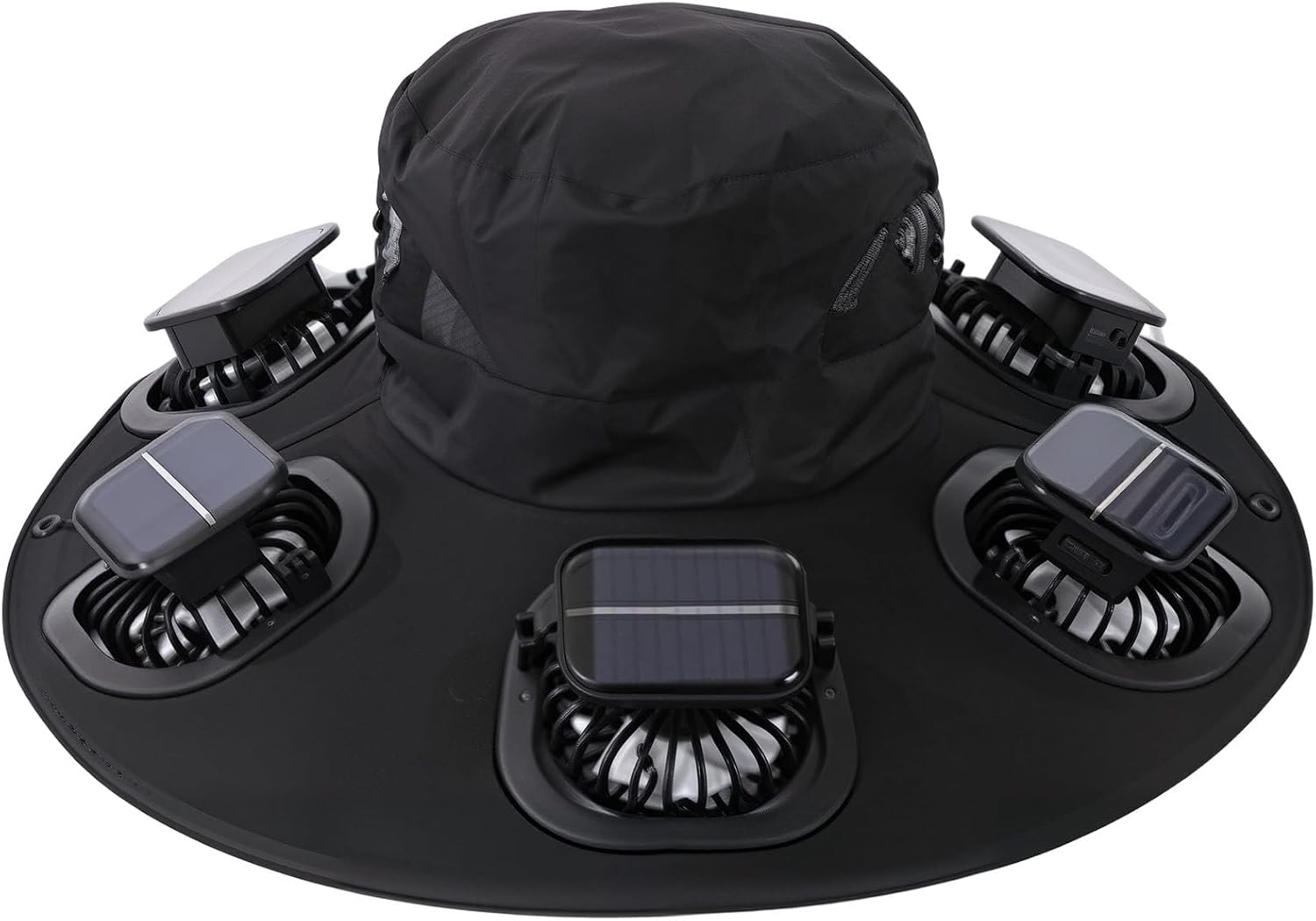 Outdoor Camping Fan - Zonnehoed met 6 ventilatoren, ademend, UV-bescherming,