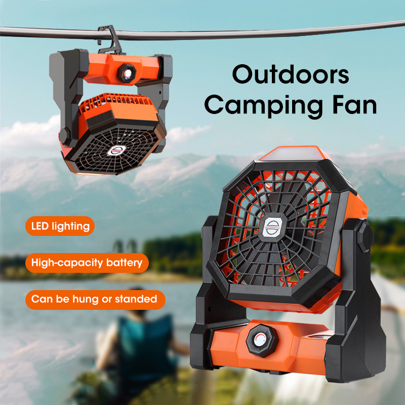 Outdoor Camping Fan - 10000 mAh campingventilator met LED-lantaarn Draagbare