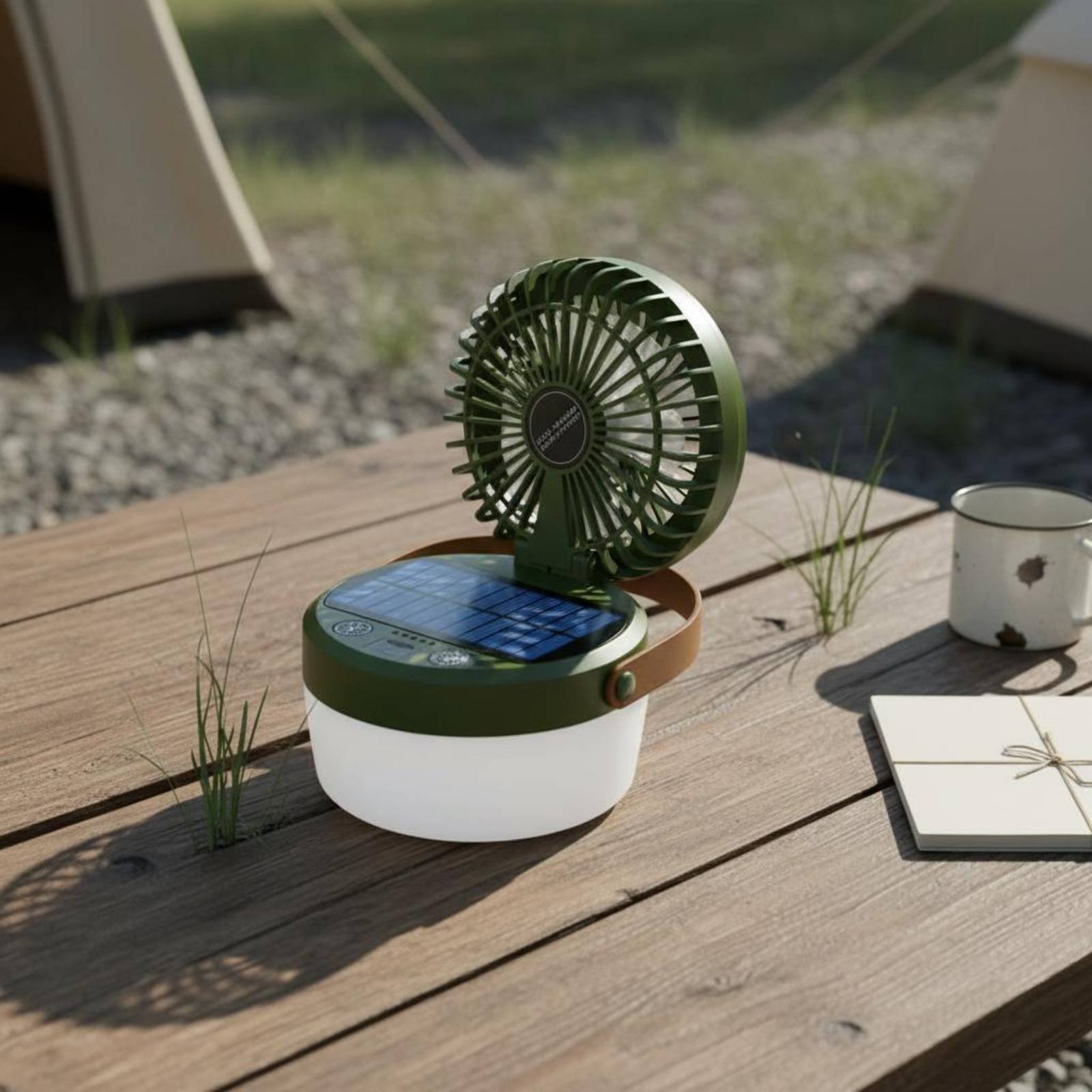 Zonne-campingventilatorlantaar - Outdoor Camping Fan recensie en prijs