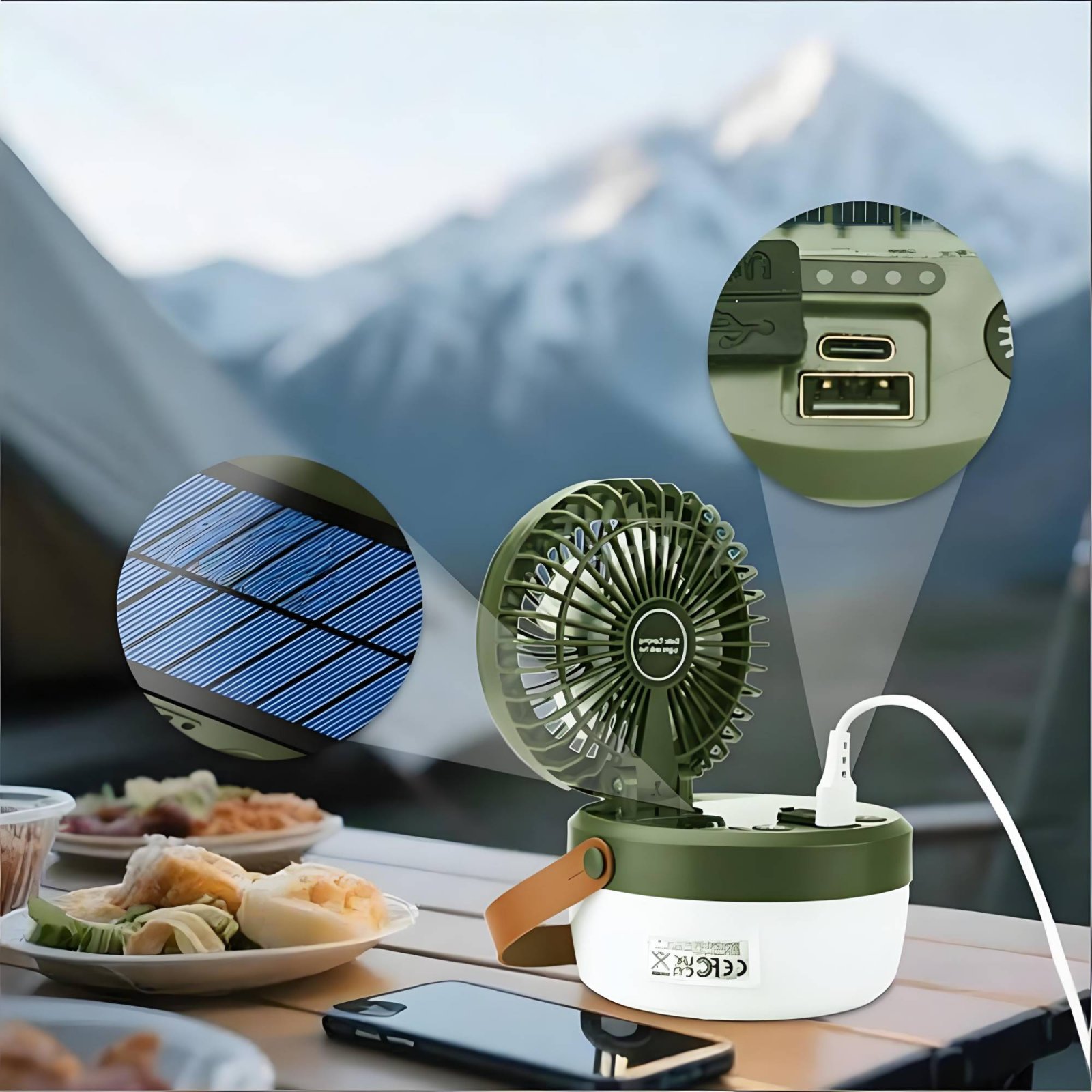 Zonne-campingventilatorlantaar - Outdoor Camping Fan recensie en prijs